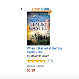 When It Rained at Hembry Castle was in the Top 20 of its genre categories for most of the three months I used the book promotions.
