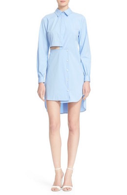 Side Cutout Poplin Shirtdress