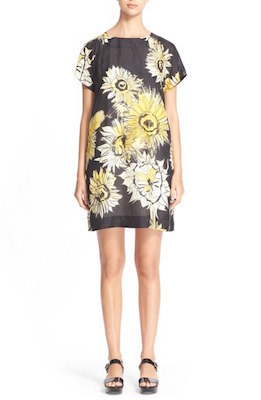 Floral Print Silk Shift Dress