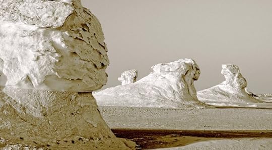 Sphinx-like 'yardangs' in the White Desert.