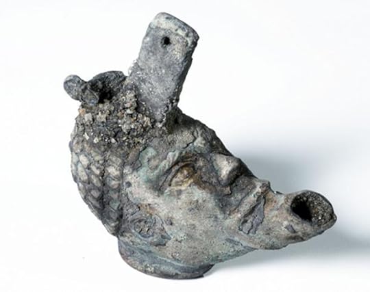 Fragment of a life-size head of a statue.