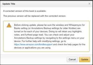 a box showing the update dialog on Amazon's site. 