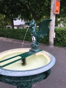 On the city coat of arms and throughout the town are basilisks.