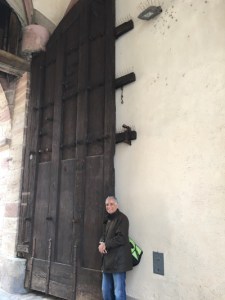 To give you an idea as to how big the door was in the gate, that's my husband leaning against it.