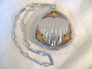 Red Orange Black 1920s Dance Powder Compact Evans