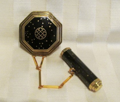 1920s Tango Compact Richard Hudnut Le Debut Cloisonne Compact Powder Rouge Mirror and Lipstick Compact
