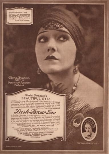 Tom Lyle Williams also captured the spirit of Art Deco, in his exquisite, Lash-Brow-Ine, and Maybelline Ads in the 1920s. This one features Gloria Swanson
