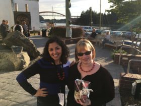 Aimee Nezhukumatathil, me, and macarons from Lady Yum