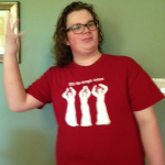 My son, John, wearing his new t-shirt.