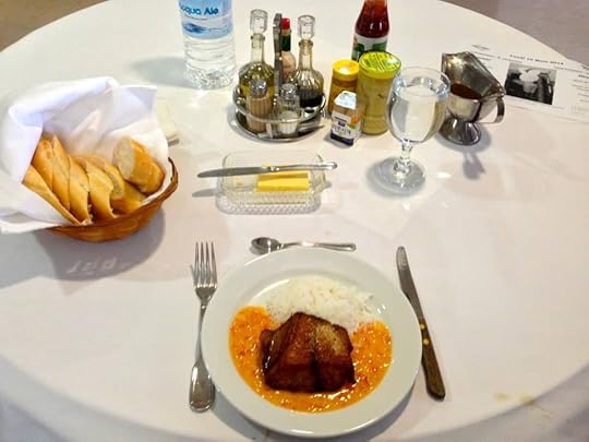 Somewhere in the middle of the Pacific Ocean: a typical dinner aboard the CMA-CGM La Traviata.