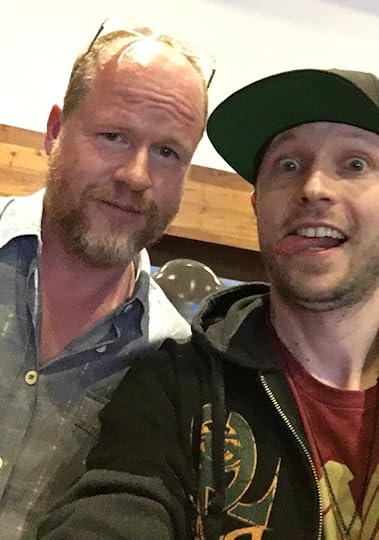 Denis Caron taking a silly selfie with Joss Whedon.