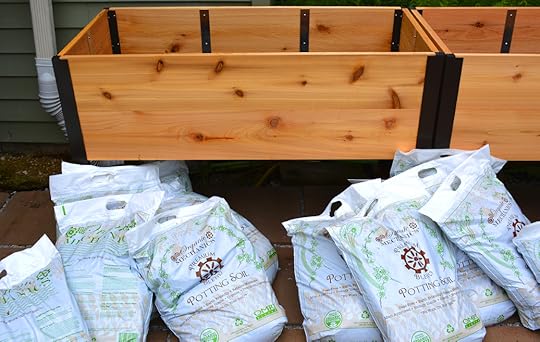 Elevated Planter Box in Garden Organic Mechanics Soil