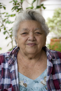 Mexican woman with grey hair in Merida, Yucatan