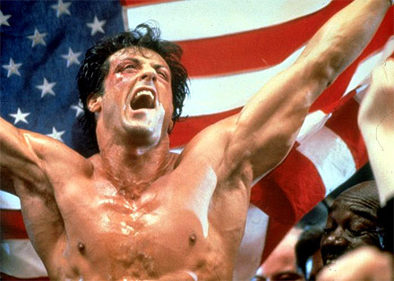 rocky with flag