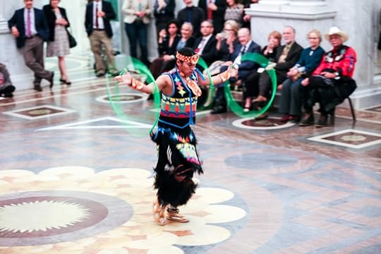 Nakotah LaRance gives a hoop dance performance during AFC's 40th anniversary celebration. Photo by Amanda Reynolds. 