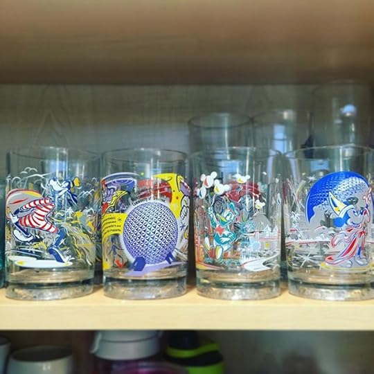Now that we have room for them, my favorite garage sale find, these 25th anniversary Disney glasses. #ig2016 #365days #dailyphoto #disney #epcot