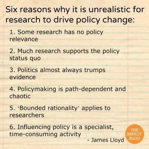 6 reasons on research to policy change