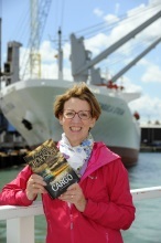 Pauline Rowson with Art Marvik crime novel Dangerous Cargo