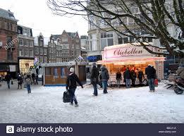 An oliebollen cart in winter.
