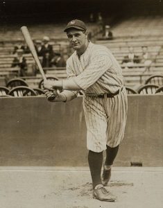 Baseball player Lou Gehrig as a rookie with the New York Yankees, 11 June 1923 (public domain)