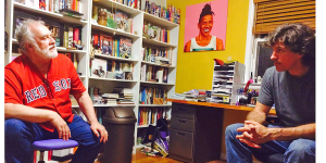 Benjamin Busch and I chatting in my wife Patricia's home office