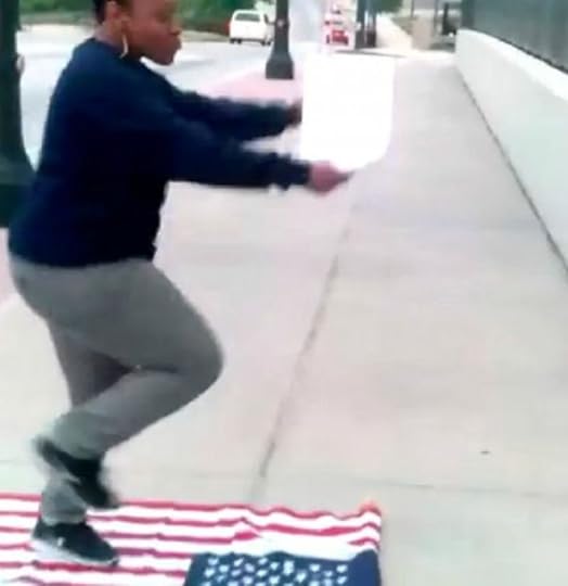 Pictured: A proud American exercising her freedom of speech.