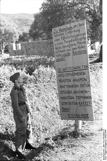 Sign erected by the Germans at Kandanos, Crete, which reads: