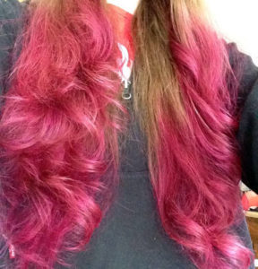 Manic Panic Hot Hot Pink, undiluted, on unbleached hair