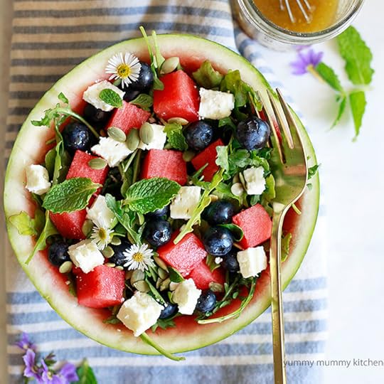 watermelon feta salad with arugula and mint