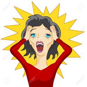 cartoon woman panicking
