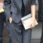 Victoria B gray suit