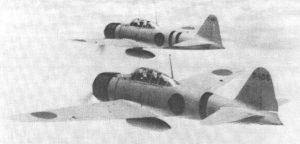 Two Japanese A6M2 Zero fighters en route to attack Nanzheng, China, 26 May 1941