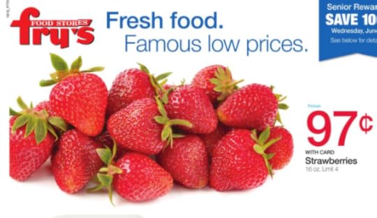 Truth in advertising--there are no unripe or squishy strawberries in the ad.
