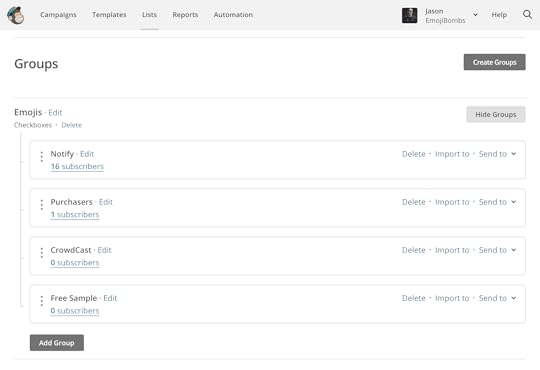 Mailchimp Groups for Emojibombs