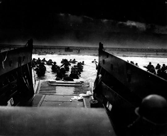 US troops approach Omaha Beach in an LCVP landing craft, Normandy, 6 Jun 1944 (US National Archives)