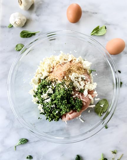 zoodles with mini chicken feta meatballs I howsweeteats.com