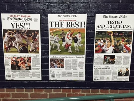The front page from the Boston Globe for the Sox three World Series championship wins--2004, 2007 and 2013. A thrill every time.
