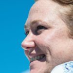 Author Jennifer Burge whale watching in Hervey Bay, AU