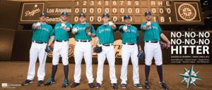 A poster celebrating the Mariners pitchers' accomplishment.