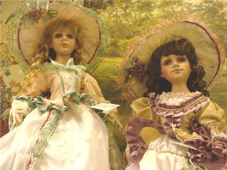 Dolls in Victorian dresses