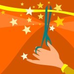Hand cutting ribbon