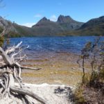 Crystal Clear lakeshore with Cradle Mountain in distance