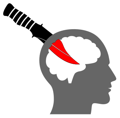 A picture of a knife being stabbed into a brain. Or a picture of someone thinking about a knife in a dangerous manner.