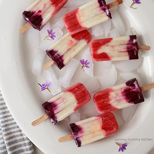 Red, White, and Blue Berry Colada Popsicles