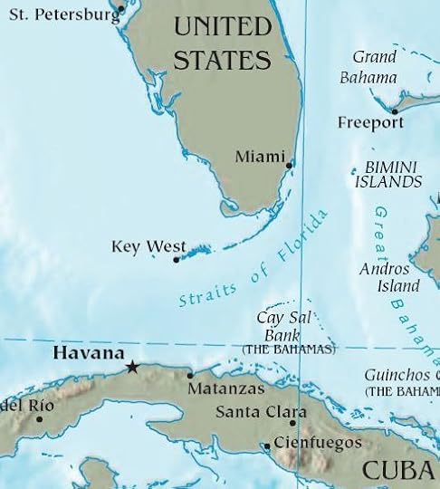 Map of Cuba and Florida