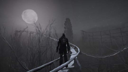 The moon over the Atlantic Island Park rollercoaster in The Secret World