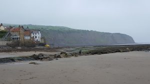 Robin Hood's Bay town quay from the beach