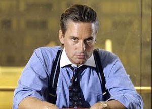 Michael Douglas as Gordon Gekko in the movie, Wall Street