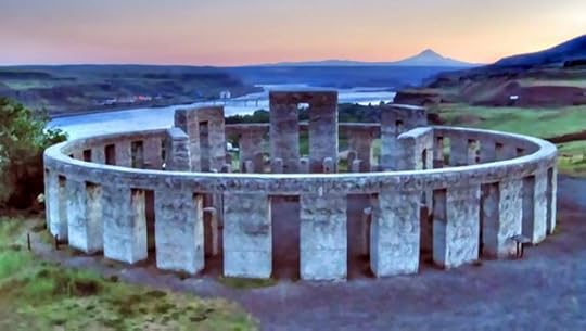 Painting of the Maryhill replica of Stonehenge
