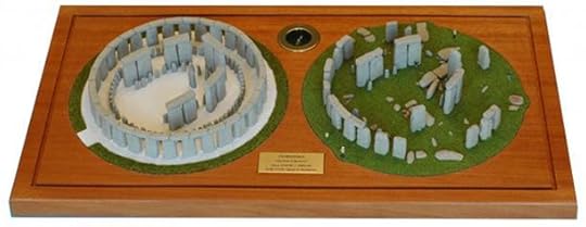 Lloyd Matthew’s models showing Stonehenge as it stands today and as it would have originally looked.